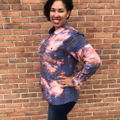 Iris & Rainbow Boutique New Arrivals #E78 One Of A Kind Flannel Tops (Pink/Blue)