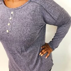 Iris & Rainbow Boutique #K721 October Skies Long Sleeve Top (Charcoal) New Arrivals