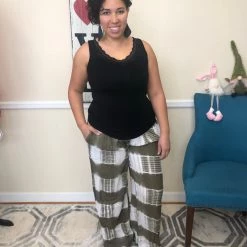 Iris & Rainbow Boutique #H797 Time For A Vacation Tie Dye Palazzo Pants (Olive)
