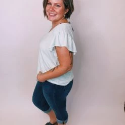 Iris & Rainbow Boutique #K307 Just A Mint Of Love Flutter Sleeve Top New Arrivals