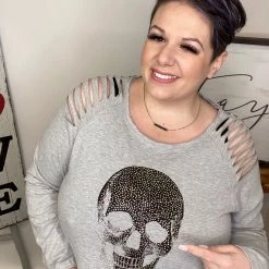 Iris & Rainbow Boutique #L916 Shine Of Rock Star Top (Heather Grey) New Arrivals