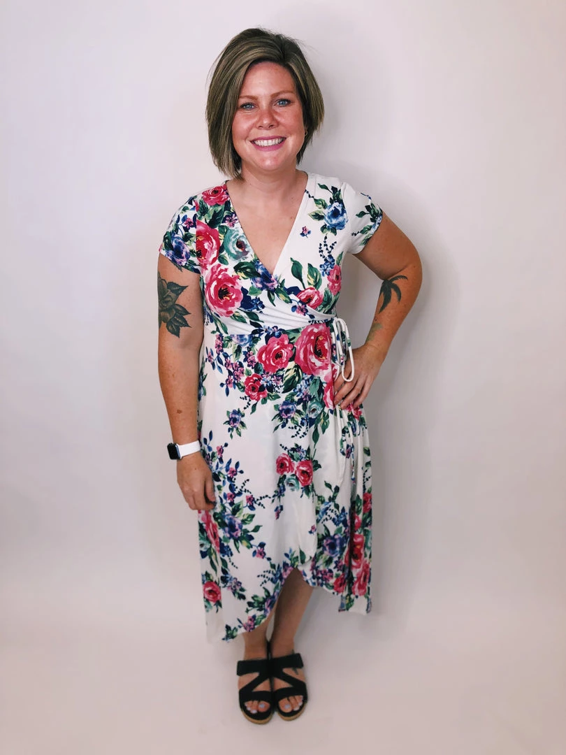 Iris & Rainbow Boutique New Arrivals #K295 Promising Blooms Faux Wrap Dress 3 Iris & Rainbow Boutique New Arrivals #K295 Promising Blooms Faux Wrap Dress