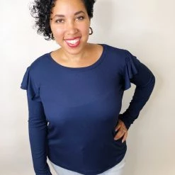 Iris & Rainbow Boutique New Arrivals #K522 A Reflection Of The Dark Long Sleeve (NAVY)