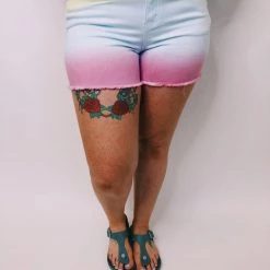 Iris & Rainbow Boutique #K261 Party In Paradise High Waist Judy Blue Shorts New Arrivals