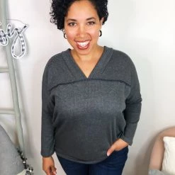 Iris & Rainbow Boutique #L314 All Grey All Day Dolman Top New Arrivals