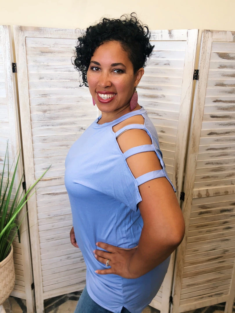 Iris & Rainbow Boutique #K162 Clear Skies Cold Shoulder Top 3 Iris & Rainbow Boutique #K162 Clear Skies Cold Shoulder Top