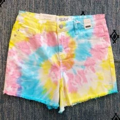 Iris & Rainbow Boutique #J954 Watercolor Wonderland Judy Blue Tie Dye Mid Rise Shorts New Arrivals
