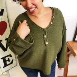 Iris & Rainbow Boutique #L623 To Be Loved Sweater (Olive) New Arrivals