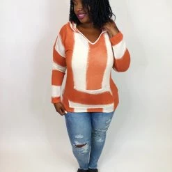 Iris & Rainbow Boutique #K750 Striped Creamsicle Hoodie Top