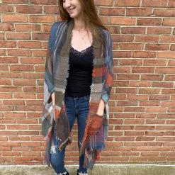 Iris & Rainbow Boutique #D47 Riley's Multicolor Plaid Ruana