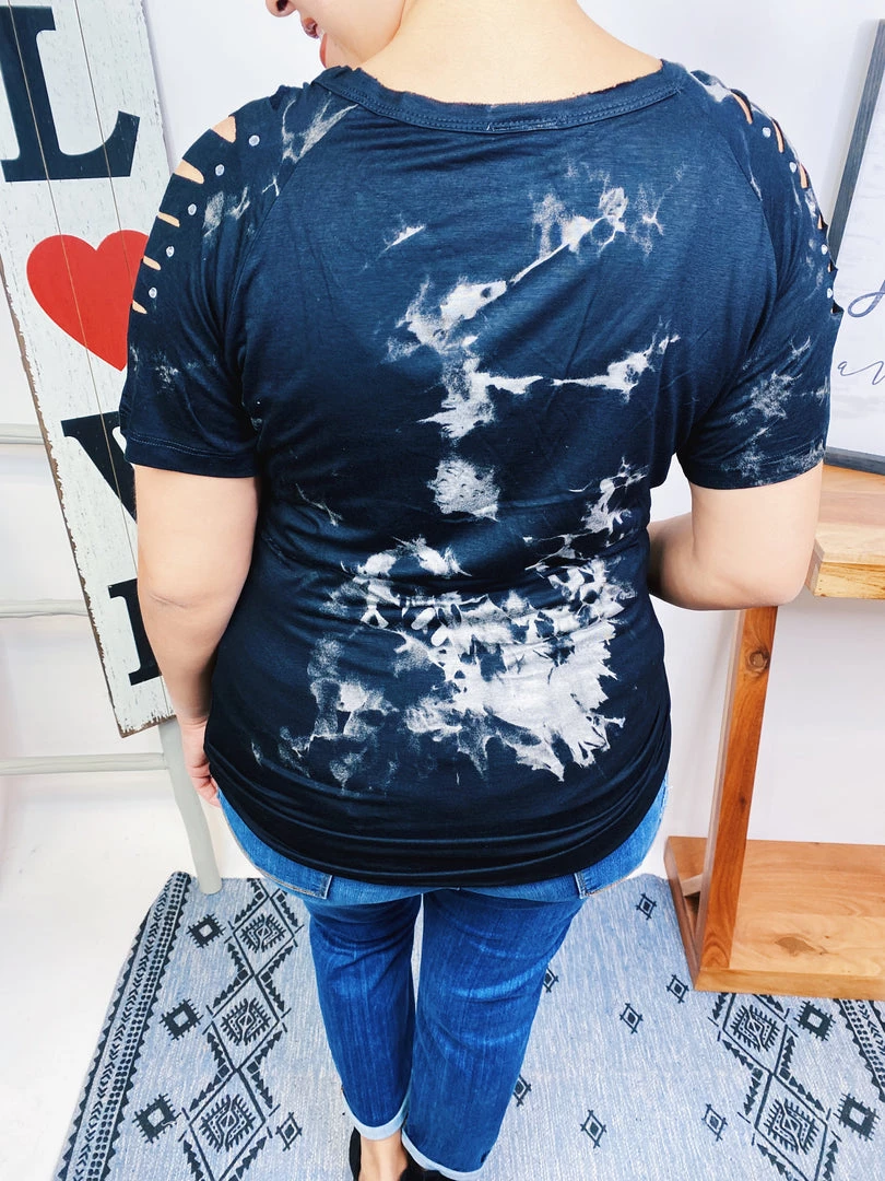 Iris & Rainbow Boutique New Arrivals #L918 Moonlight Tie Dye Top (Black/Grey) 5 Iris & Rainbow Boutique New Arrivals #L918 Moonlight Tie Dye Top (Black/Grey)