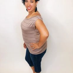 Iris & Rainbow Boutique #K335 Mocha Drizzle Off Shoulder Top