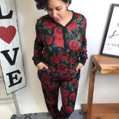 Iris & Rainbow Boutique New Arrivals #L652 Night In Roses Pajamas