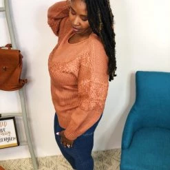 Iris & Rainbow Boutique New Arrivals #K897 Fall In Leaves Sweater (Mauve)