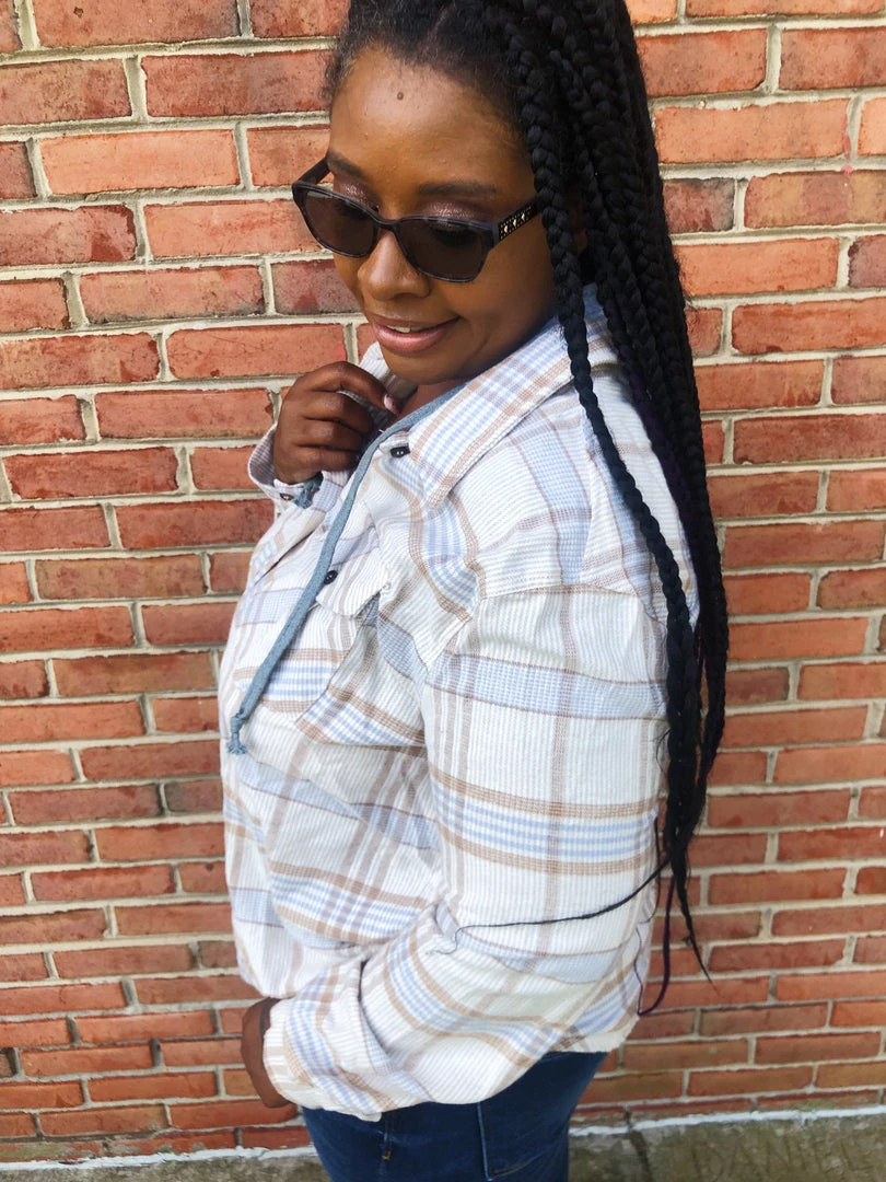 Iris & Rainbow Boutique #K694 Striped Flannel Top (BLUE) 6 Iris & Rainbow Boutique #K694 Striped Flannel Top (BLUE)