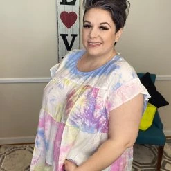 Iris & Rainbow Boutique New Arrivals #H532 Paint Me In Pastels Babydoll Top