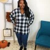 Iris & Rainbow Boutique #K864 Time For Plaid Button Down Top (WHITE/BLACK) New Arrivals