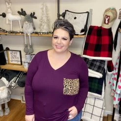 Iris & Rainbow Boutique #H91 Wild Card Pocket Top (Plum) New Arrivals