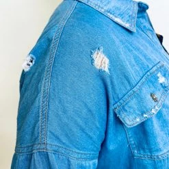 Iris & Rainbow Boutique #K449 Set Me Free Denim Distressed Top