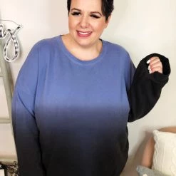 Iris & Rainbow Boutique #L240 Shades Of Blue Sweatshirt New Arrivals