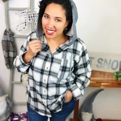 Iris & Rainbow Boutique #L830 Your Must Have Plaid Hoodie