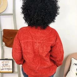 Iris & Rainbow Boutique #K802 Vintage Red Corduroy POL Shacket