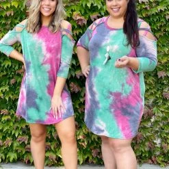 Boutique Simplified X's And O's Cold Shoulder Dress