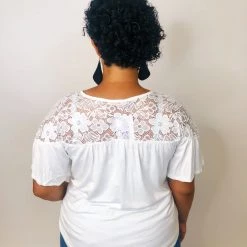 Iris & Rainbow Boutique #K421 Floral Lace Shoulders (White)