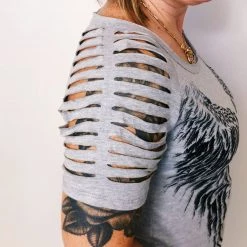 Iris & Rainbow Boutique #K563 City Of Angels Top (Heather Grey)