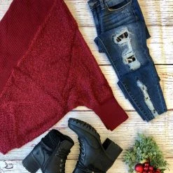 Iris & Rainbow Boutique #H50 Cherry Dolman Sweater