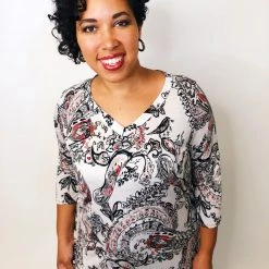 Iris & Rainbow Boutique #K553 A Walk In A Paisley Dream Top (Taupe/Red) New Arrivals