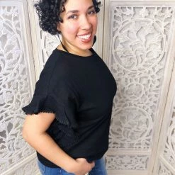 Iris & Rainbow Boutique #M451 Always Remembered Top (Black) New Arrivals