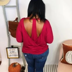 Iris & Rainbow Boutique New Arrivals #K942 Going In Deep Long Sleeve Top (Red)