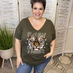 Iris & Rainbow Boutique New Arrivals #K273 Easy Tiger Graphic T-shirt