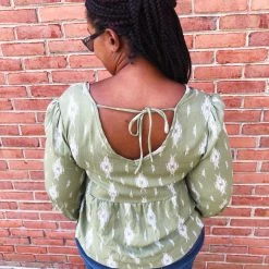 Iris & Rainbow Boutique New Arrivals #K678 Plant Me In Diamonds Long Sleeve Top (Green)