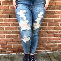 Iris & Rainbow Boutique New Arrivals #J827 Andrea’s Distressed Judy Blue Boyfriend Jeans