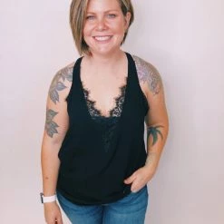 Iris & Rainbow Boutique #K303 Lace Me Down Top (BLACK) New Arrivals