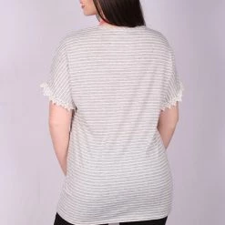 Iris & Rainbow Boutique #219 Pocket Full Of Lace Striped Top New Arrivals