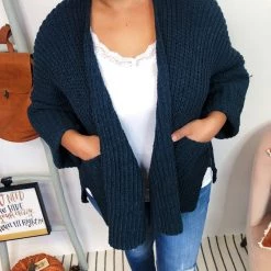 Iris & Rainbow Boutique #K989 Wrapped In POL Cardigan (NAVY)