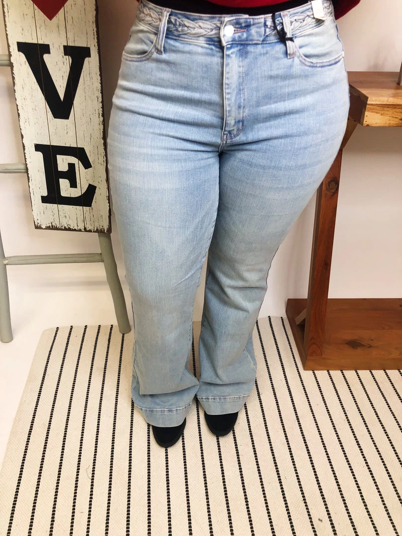 Iris & Rainbow Boutique #M315 Braided On You Flare Judy Blue Jeans 5 Iris & Rainbow Boutique #M315 Braided On You Flare Judy Blue Jeans