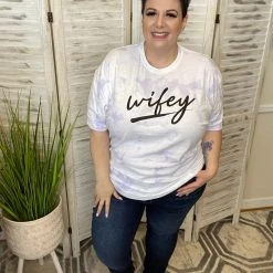 Iris & Rainbow Boutique #K15 Wifey Lilac Tie Dye Tee