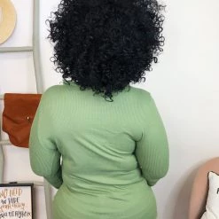 Iris & Rainbow Boutique #K817 Ribbed & Ruffled Top (SAGE)