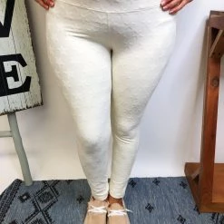 Iris & Rainbow Boutique #L568 Gorgeous Me Jacquard Leggings (Natural)