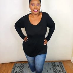 Iris & Rainbow Boutique #k638 Back To Basics Long Sleeve Top (Black)