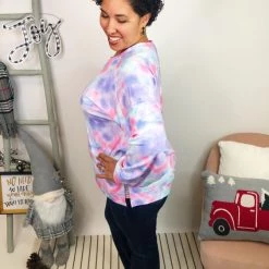 Iris & Rainbow Boutique New Arrivals #L262 Rainbow Clouds Tie Dye Pullover