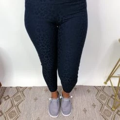 Iris & Rainbow Boutique New Arrivals #M571 Sexy Leopard Jacquard Leggings (Black)