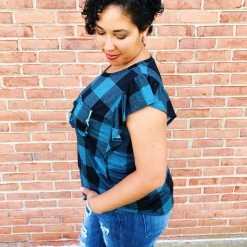Iris & Rainbow Boutique K525 Nothing Better Than Plaid Top (Teal) New Arrivals