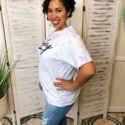 Iris & Rainbow Boutique #K15 Wifey Lilac Tie Dye Tee