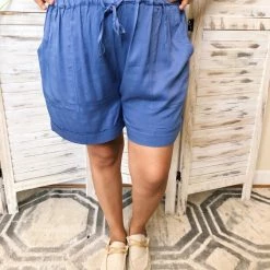 Iris & Rainbow Boutique #J959 Denim All Day Linen Shorts
