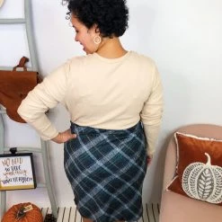 Iris & Rainbow Boutique #L200 Feeling Festive Plaid Dress (Taupe/Green)